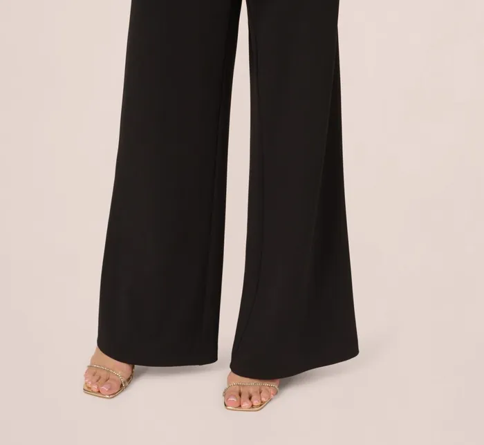 Adrianna Papell Jumpsuits Colorblock Crepe Strapless Jumpsuit With Bow Accent In Black White 8211 Women