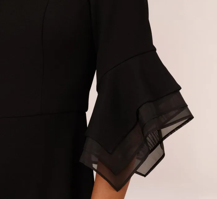 Adrianna Papell Jumpsuits Off The Shoulder Crepe Jumpsuit With Organza Sleeves In Black 8211 Women