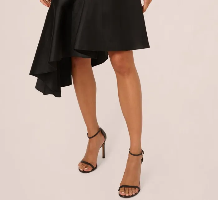Adrianna Papell Wedding Guest Dresses Crepe Combo Taffeta Dress In Black 8211 Women