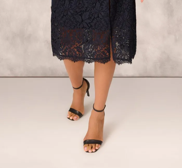 Adrianna Papell Wedding Guest Dresses Crepe Lace Midi Dress In Twilight 8211 Women