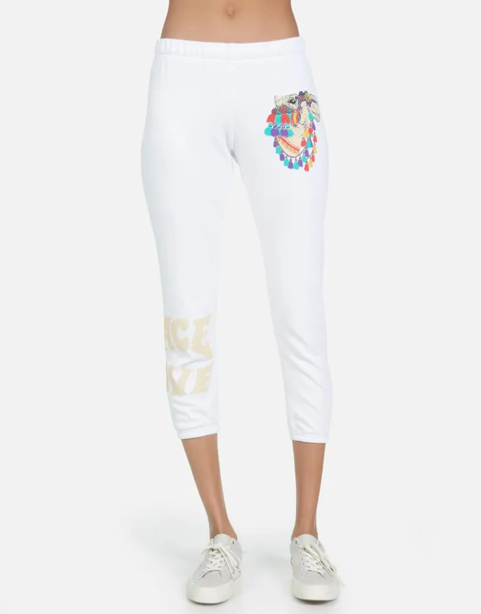 Alana Peace Love Camel White Women039s Lauren Moshi Crop Sweatpants