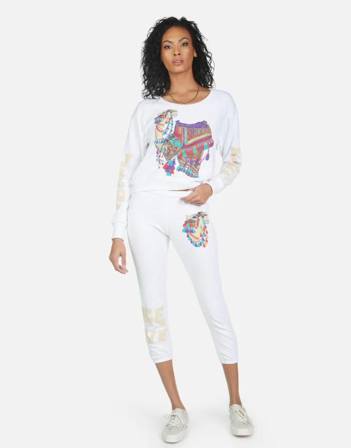 Alana Peace Love Camel White Women039s Lauren Moshi Crop Sweatpants