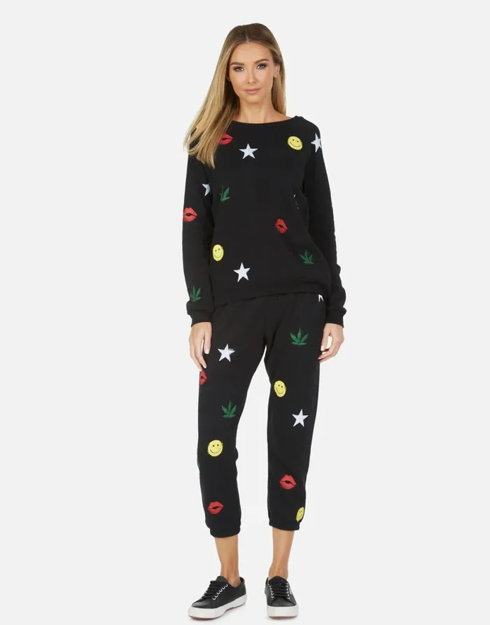 Alana Spray Elements Black Women039s Lauren Moshi Crop Sweatpants