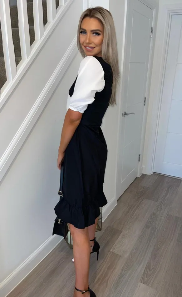 Aliya Black and White Colour Block Short Sleeve Shift Dress Women Missfiga Skater Dresses Aliya Black and White Colour Block Short Sleeve Shift Dress Women Missfiga Skater Dresses
