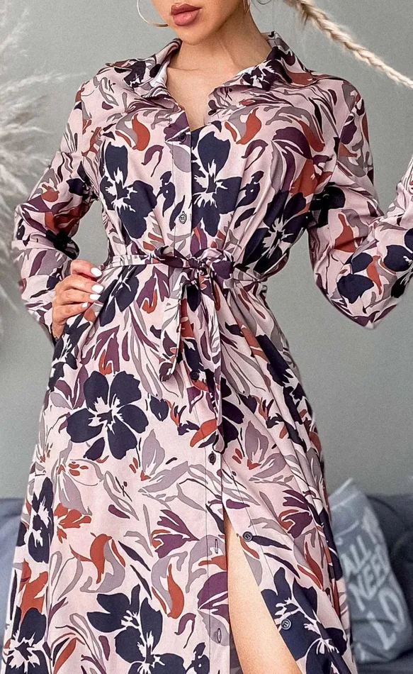 Alys Mocha Floral Maxi Shirt Dress Women Missfiga Maxi Dresses