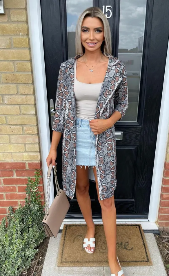 Animal Print Danni Longline Jacket Women Missfiga CoatsJackets