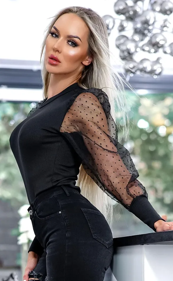 Anita Polka Dot Ribbed Bodysuit Women Missfiga Bodysuits