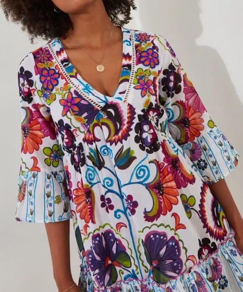 Apparel Joebrowns Bold And Beautiful Beaded Tunic Multi Tops Tunics and Blouses