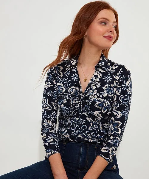 Apparel Tops Tunics and Blouses Joebrowns Patsy Jersey Twist Front Top Navy