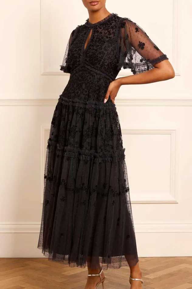 Autumn Lace Ankle Gown Black Women Needle and Thread Dresses