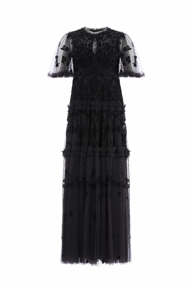 Autumn Lace Ankle Gown Black Women Needle and Thread Dresses