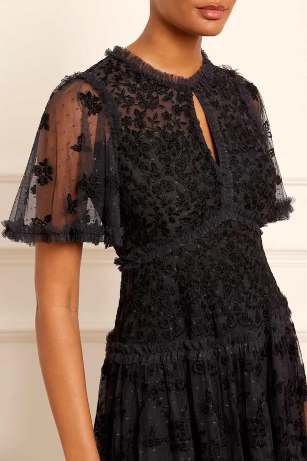 Autumn Lace Ankle Gown Black Women Needle and Thread Dresses