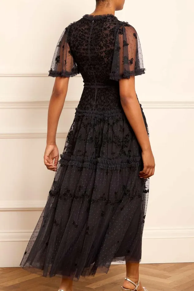 Autumn Lace Ankle Gown Black Women Needle and Thread Dresses