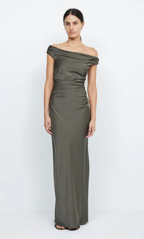 Bec Bridge Bridesmaid Dresses Women ETERNITY OFF SHOULDER MAXI 8211 DARK WILLOW