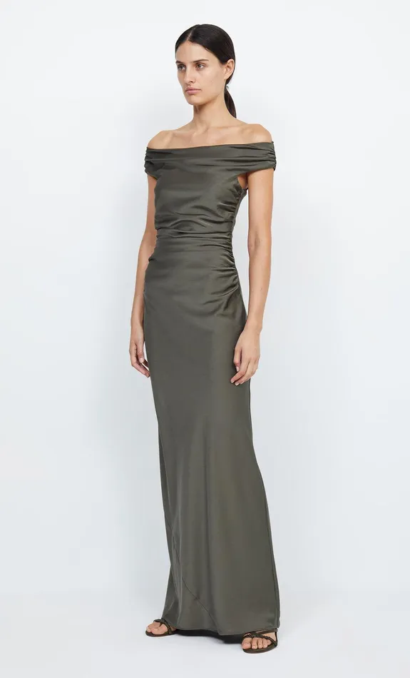 Bec Bridge Bridesmaid Dresses Women ETERNITY OFF SHOULDER MAXI 8211 DARK WILLOW