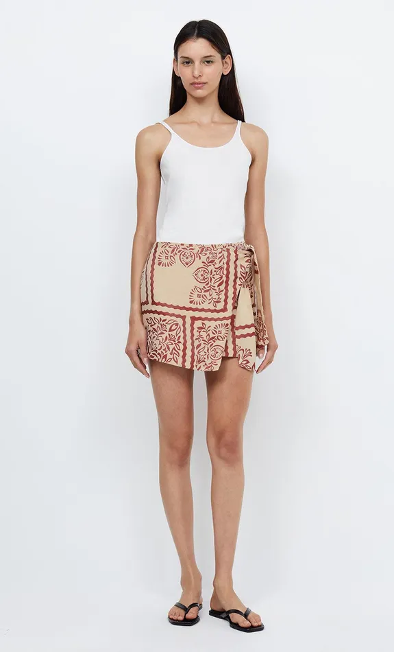 Bec Bridge Skirts Women PALM BLISS WRAP MINI SKIRT 8211 SAHARA JACQUARD