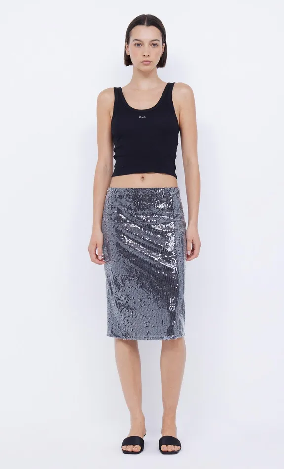 Bec Bridge Skirts Women VENUS SEQUIN MIDI SKIRT 8211 BLACK