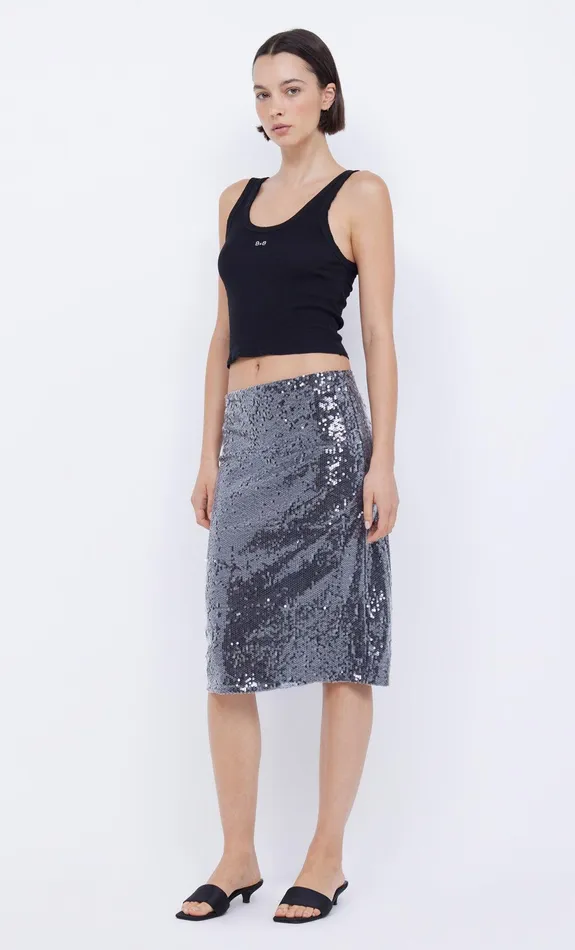 Bec Bridge Skirts Women VENUS SEQUIN MIDI SKIRT 8211 BLACK