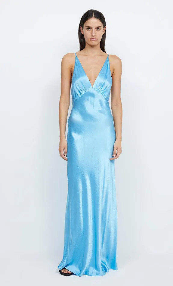 Bec Bridge Wedding Guest Women LORELAI V MAXI DRESS 8211 TOPAZ BLUE