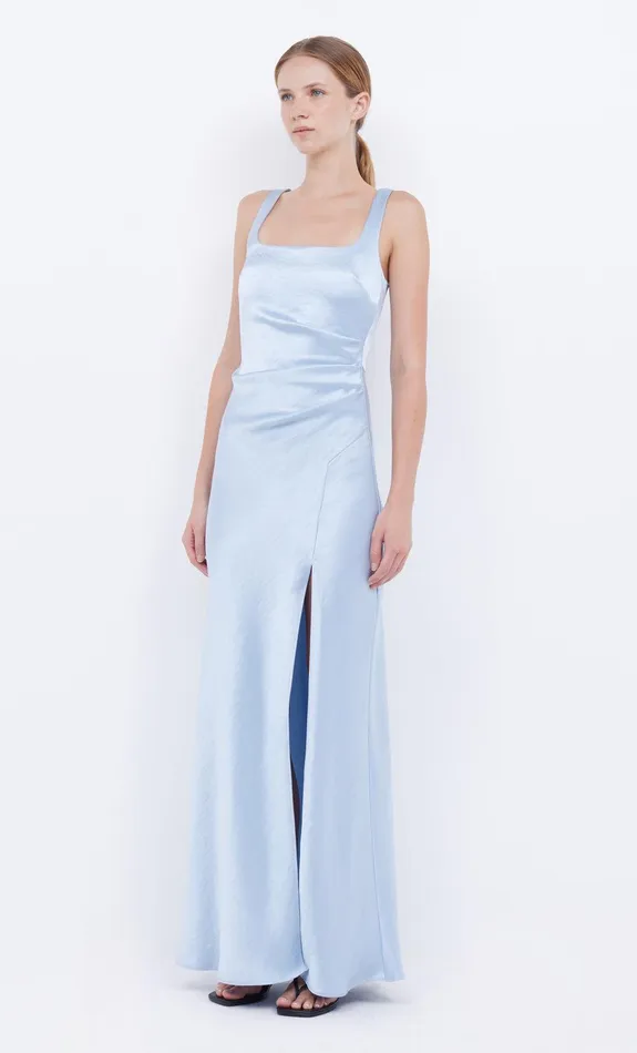 Bec Bridge Wedding Guest Women THE DREAMER SQUARE NECK DRESS 8211 DUSTY BLUE