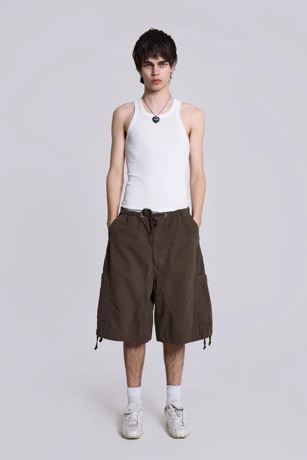Bestsellers Jaded London Men Shop Brown Parachute Cargo Shorts