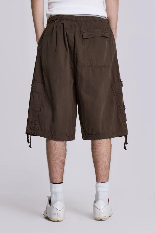 Bestsellers Jaded London Men Shop Brown Parachute Cargo Shorts