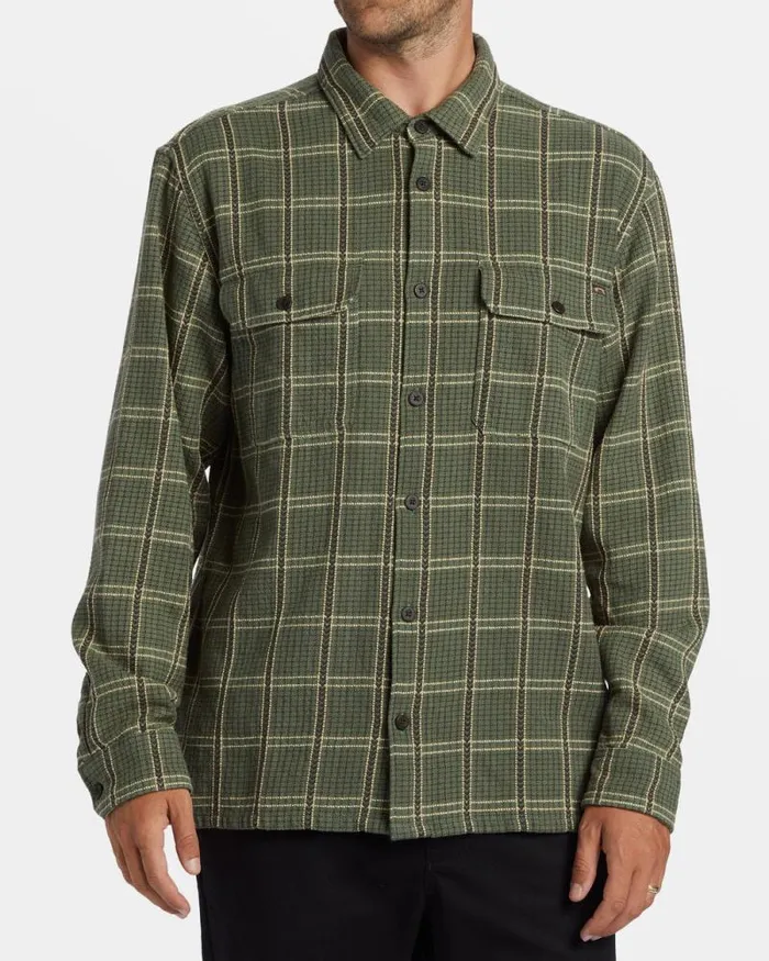 Billabong Flannels Offshore Jacquard Flannel Long Sleeve Shirt Fern 8211 Men