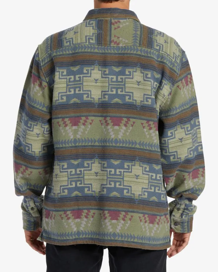 Billabong Flannels Offshore Jacquard Flannel Long Sleeve Shirt Sage 8211 Men