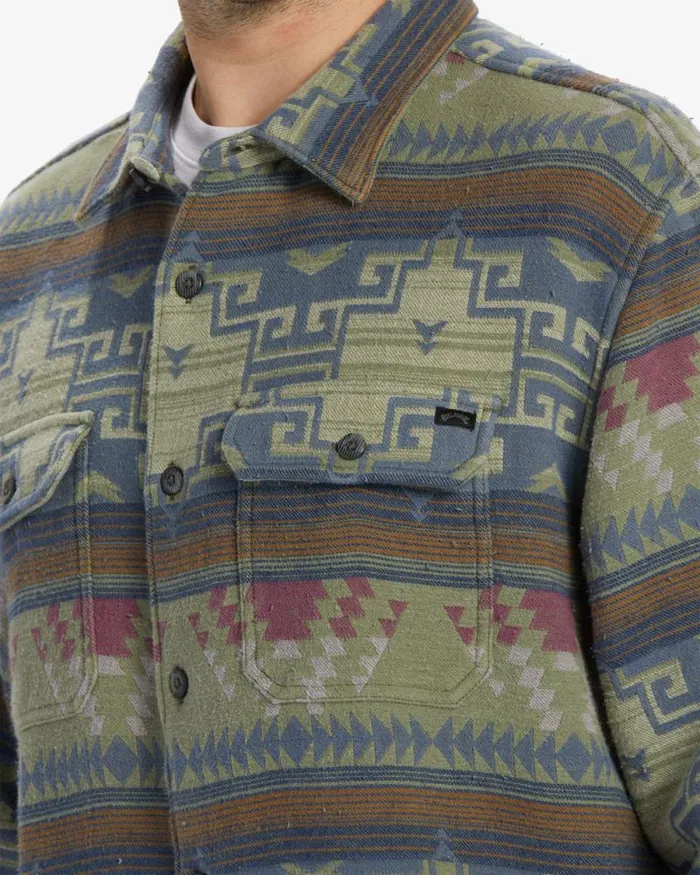Billabong Flannels Offshore Jacquard Flannel Long Sleeve Shirt Sage 8211 Men