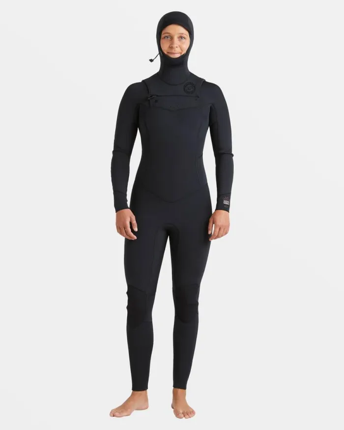 Billabong Fullsuits 43mm Salty Dayz Natural Upcycler Chest Zip Hooded Wetsuit Black 8211 Women