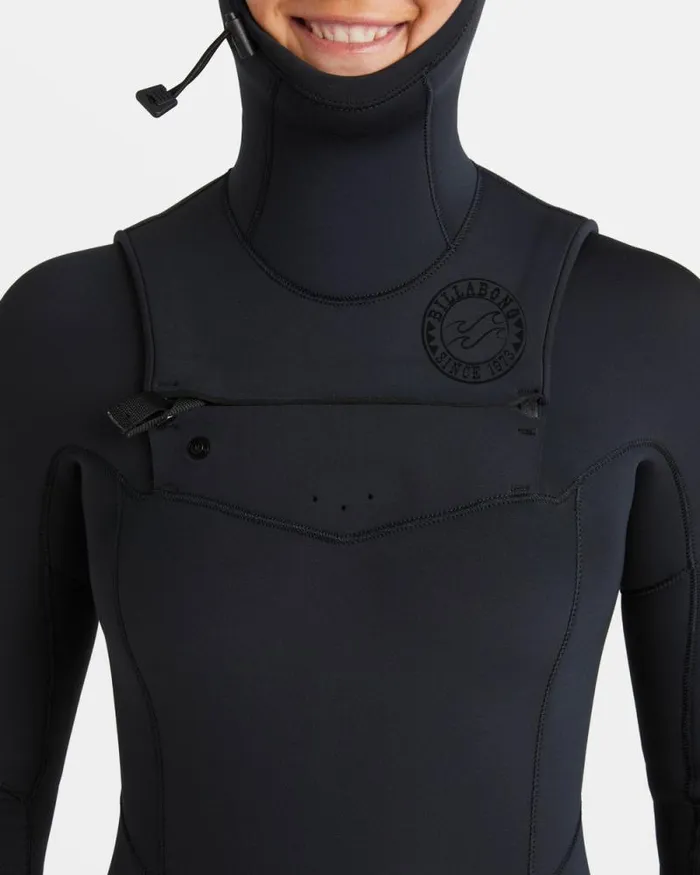Billabong Fullsuits 43mm Salty Dayz Natural Upcycler Chest Zip Hooded Wetsuit Black 8211 Women