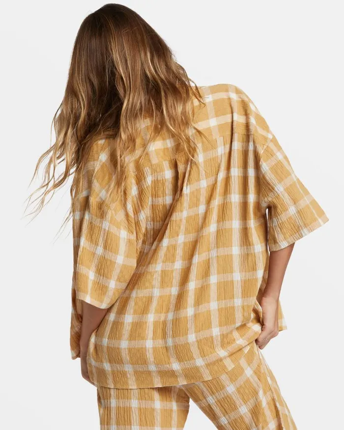 Billabong Matching Sets Beach Side Oversized Short Sleeve Shirt Hemp 2 8211 Women