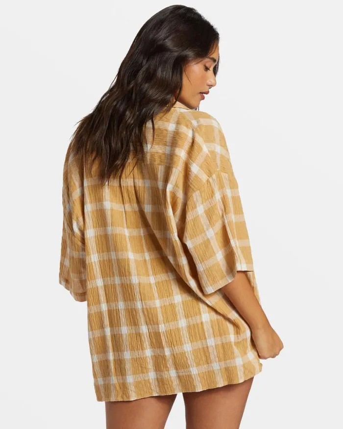 Billabong Matching Sets Beach Side Oversized Short Sleeve Shirt Hemp 2 8211 Women