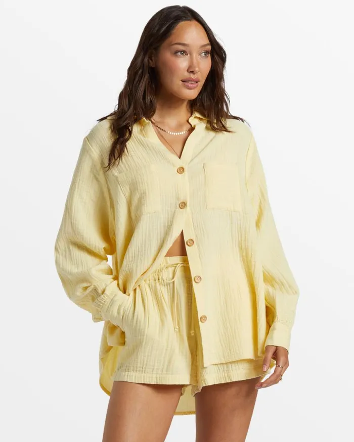 Billabong Matching Sets Swell Shirt Shirt Mellow Yellow 8211 Women Billabong Matching Sets Swell Shirt Shirt Mellow Yellow 8211 Women