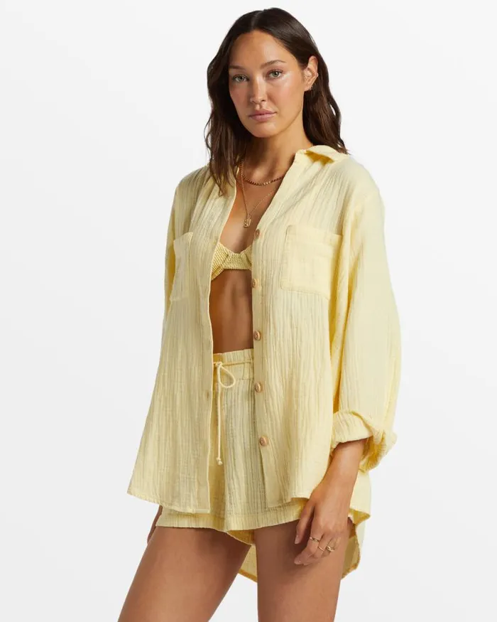 Billabong Matching Sets Swell Shirt Shirt Mellow Yellow 8211 Women Billabong Matching Sets Swell Shirt Shirt Mellow Yellow 8211 Women