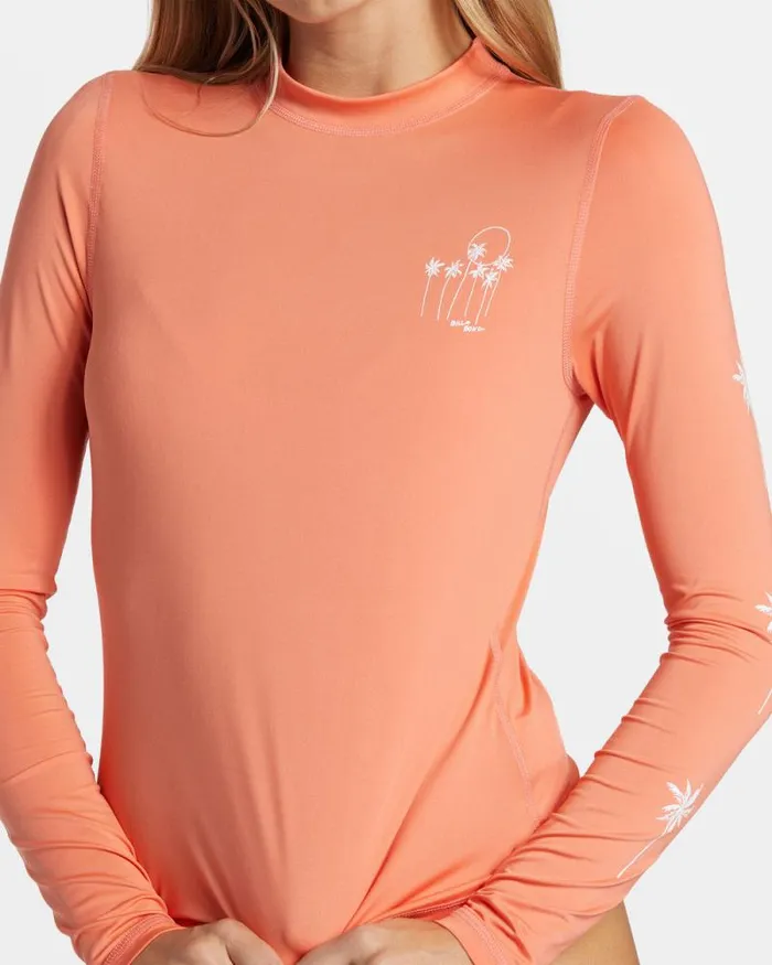 Billabong Rashguards and Bodysuits Core Long Sleeve Surf Tee Sweet Papaya 8211 Women Billabong Rashguards and Bodysuits Core Long Sleeve Surf Tee Sweet Papaya 8211 Women