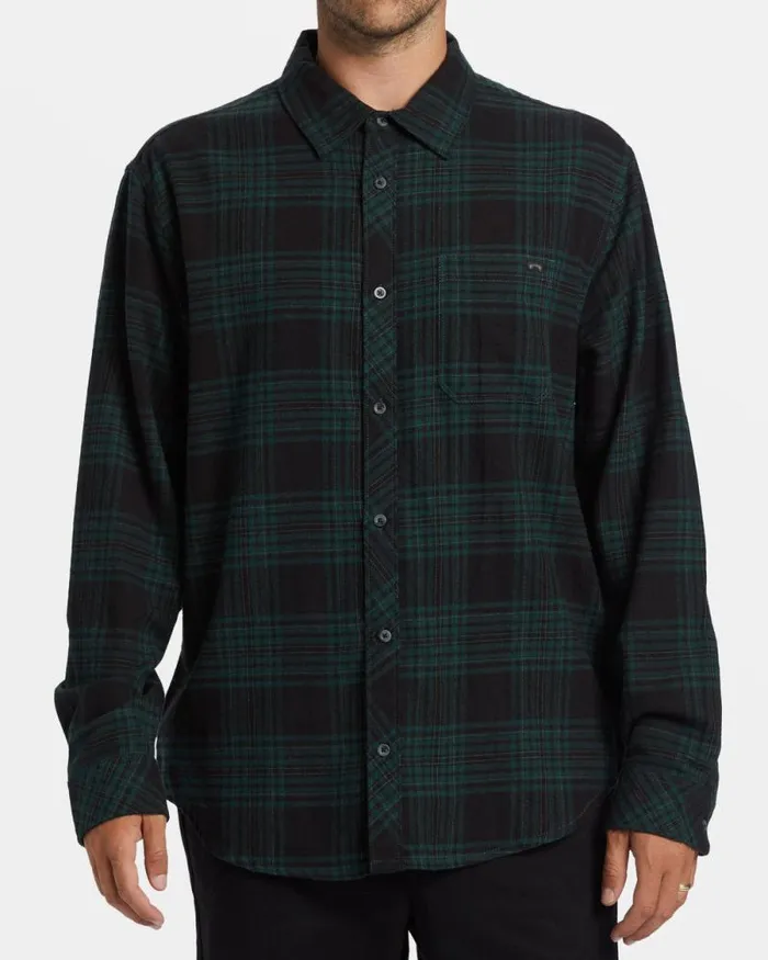 Billabong Shirts Coastline Long Sleeve Flannel Shirt Black 8211 Men