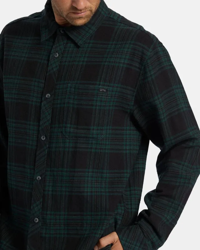 Billabong Shirts Coastline Long Sleeve Flannel Shirt Black 8211 Men