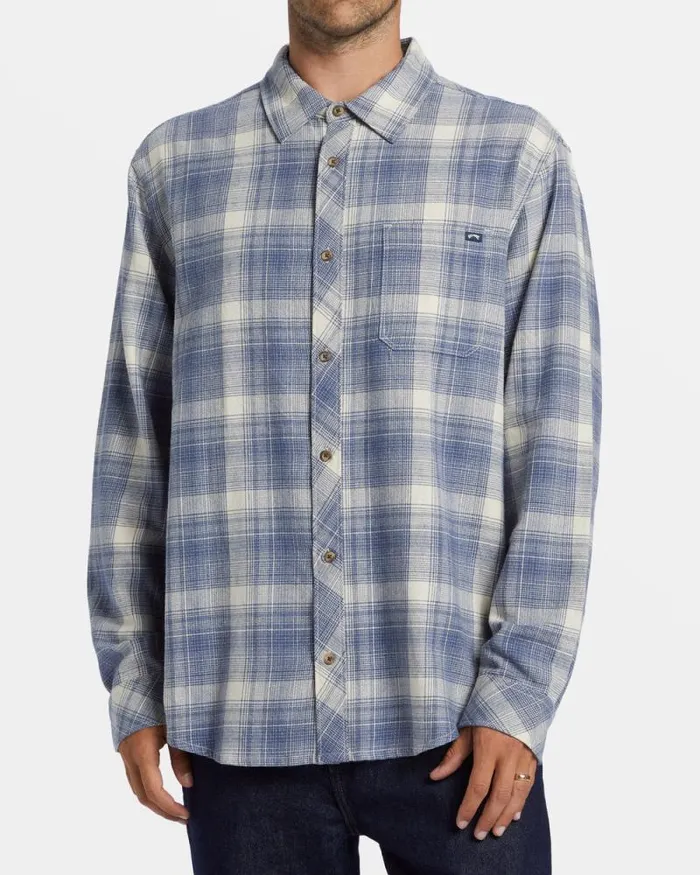 Billabong Shirts Coastline Long Sleeve Flannel Shirt Slate Blue 8211 Men