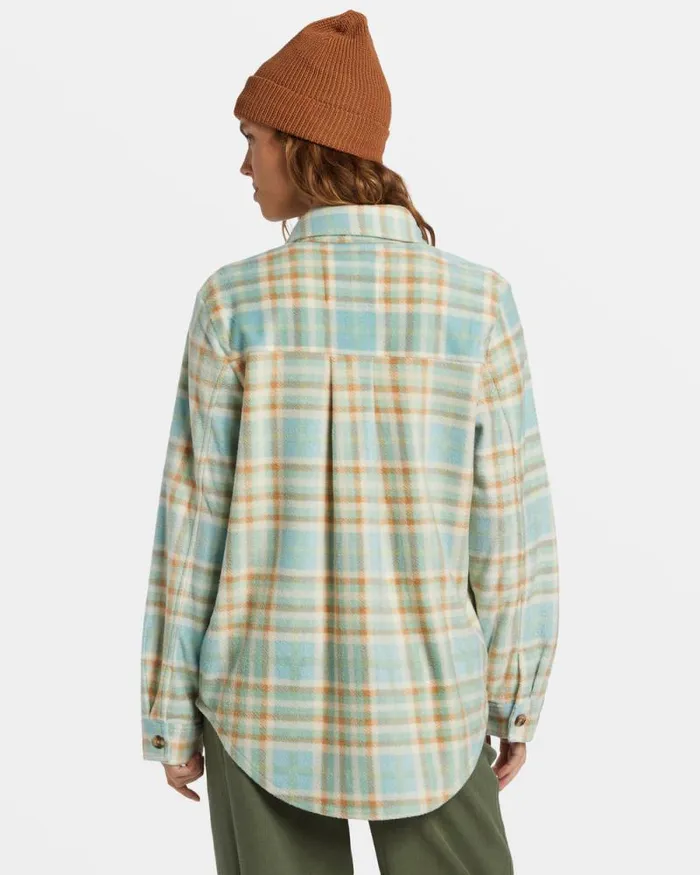 Billabong Tops Forge Fleece Flannel Jacket Blue Haze 8211 Women Billabong Tops Forge Fleece Flannel Jacket Blue Haze 8211 Women