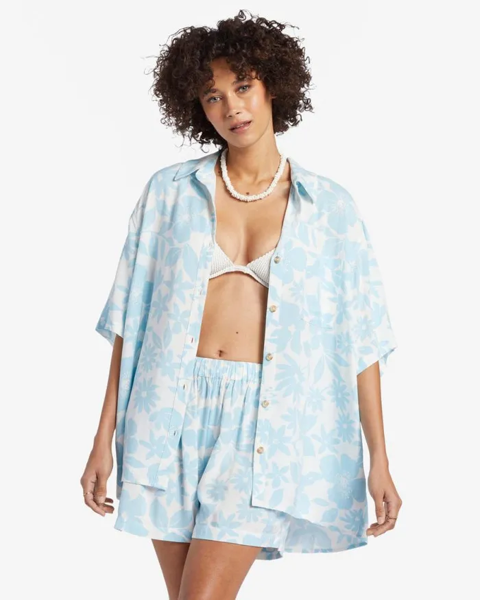 Billabong Tops On Vacation Shirt Bliss Blue 8211 Women Billabong Tops On Vacation Shirt Bliss Blue 8211 Women