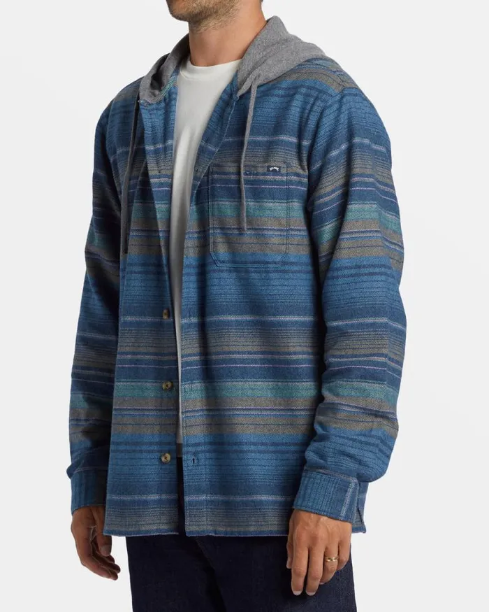 Billabong Wave Washed Essentials Baja Hooded Long Sleeve Flannel Shirt Dusty Navy 8211 Men Billabong Wave Washed Essentials Baja Hooded Long Sleeve Flannel Shirt Dusty Navy 8211 Men
