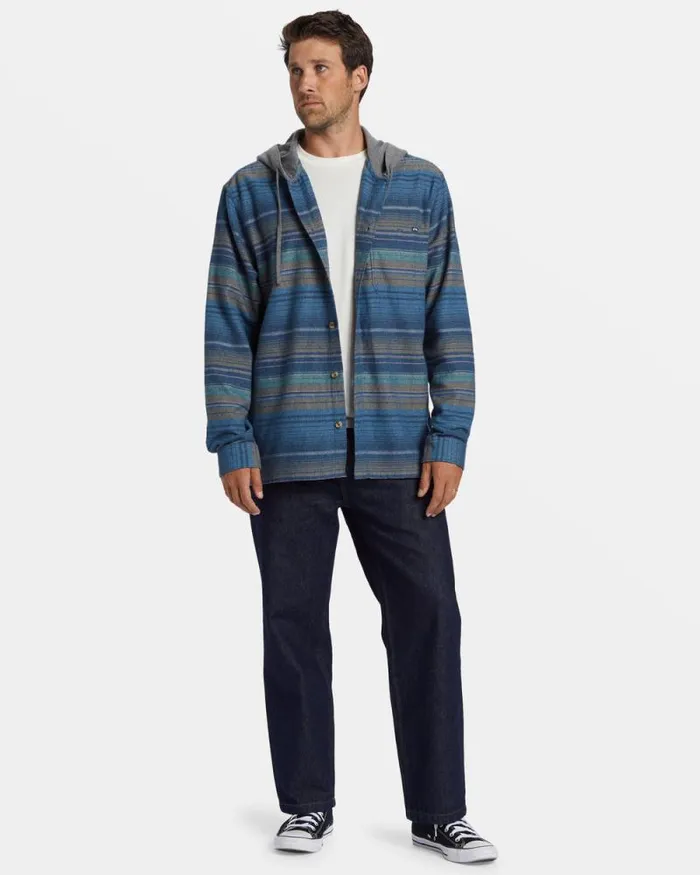 Billabong Wave Washed Essentials Baja Hooded Long Sleeve Flannel Shirt Dusty Navy 8211 Men Billabong Wave Washed Essentials Baja Hooded Long Sleeve Flannel Shirt Dusty Navy 8211 Men