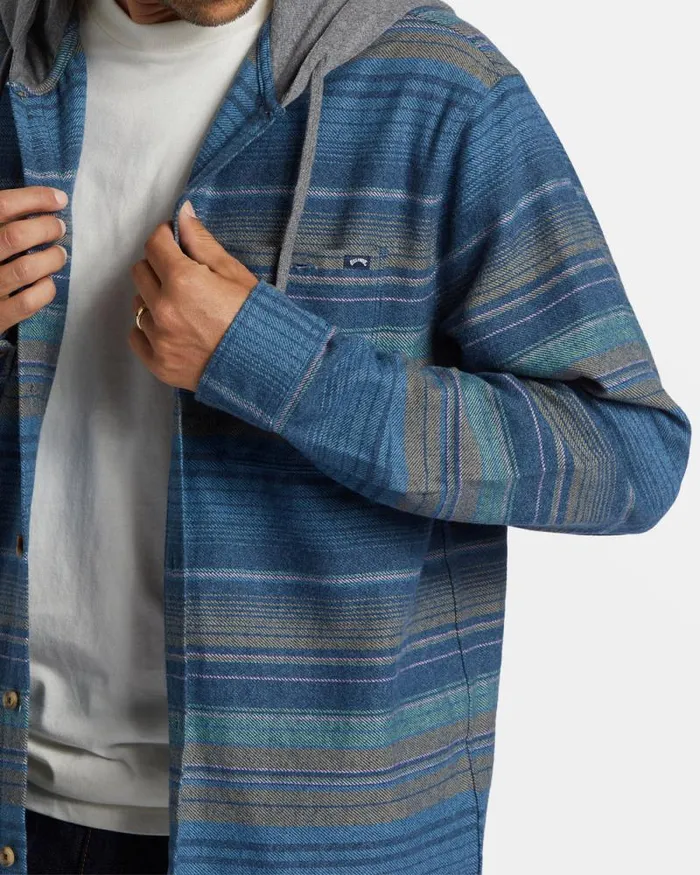 Billabong Wave Washed Essentials Baja Hooded Long Sleeve Flannel Shirt Dusty Navy 8211 Men Billabong Wave Washed Essentials Baja Hooded Long Sleeve Flannel Shirt Dusty Navy 8211 Men