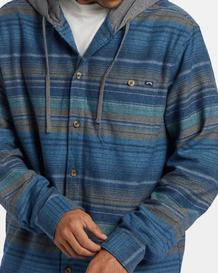 Billabong Wave Washed Essentials Baja Hooded Long Sleeve Flannel Shirt Dusty Navy 8211 Men Billabong Wave Washed Essentials Baja Hooded Long Sleeve Flannel Shirt Dusty Navy 8211 Men