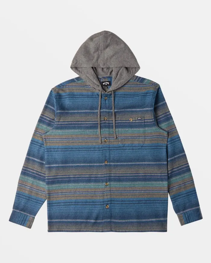 Billabong Wave Washed Essentials Baja Hooded Long Sleeve Flannel Shirt Dusty Navy 8211 Men Billabong Wave Washed Essentials Baja Hooded Long Sleeve Flannel Shirt Dusty Navy 8211 Men