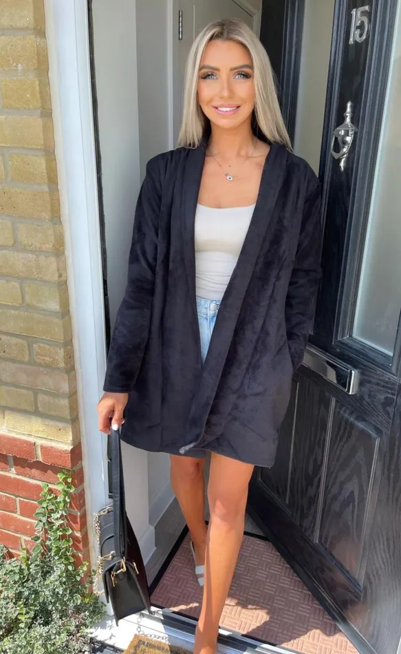 Black Isabella Knitted Pocketed Shrug Women Missfiga CoatsJackets Black Isabella Knitted Pocketed Shrug Women Missfiga CoatsJackets