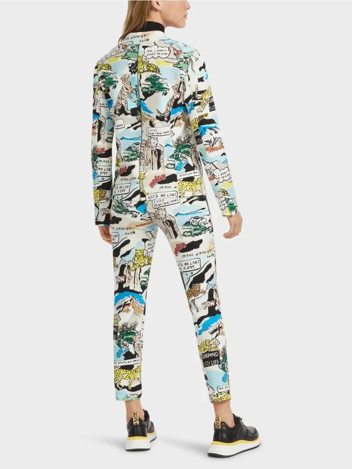 Blazer Damen Marc Cain Taillierter Blazer Mit AlloverPrint Deep Sea