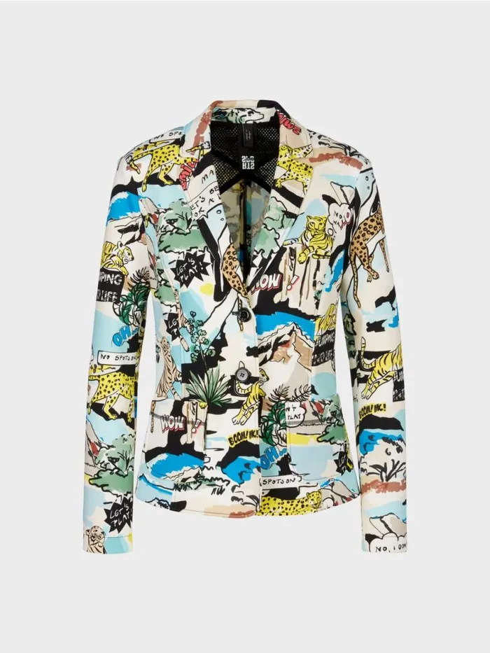 Blazer Damen Marc Cain Taillierter Blazer Mit AlloverPrint Deep Sea
