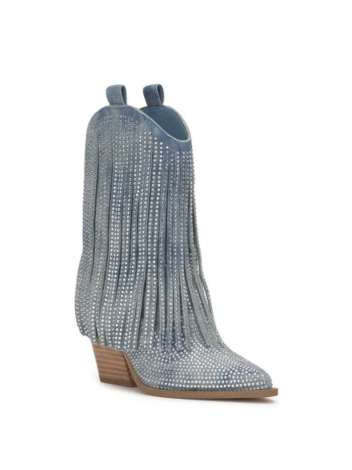 Boots and Booties Shoes Jessica Simpson Paredisa Fringe Bootie In Denim Blue